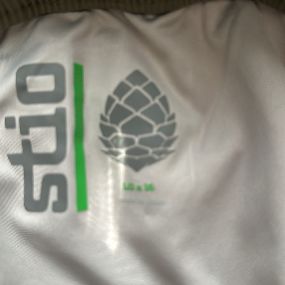 Stio Men's Olive Green Athletic Shorts with Lime Logo - Picture 10 of 15